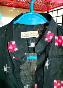 Black Cotton Sambalpuri Short Kurta for 13 /14 Yrs
