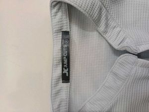 Gray Zip-Up Collar Short Sleeve Shirt