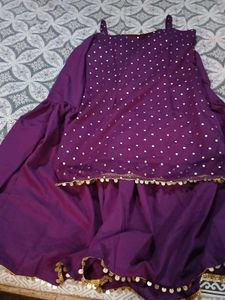 Partywear Wine Sharara set with Dupatta