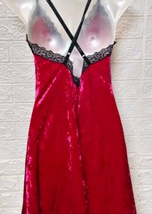 Lace &amp; Velvet Spaghetti Pink Dress