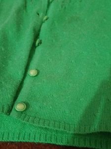 Green Embroidered Cardigan Sweater