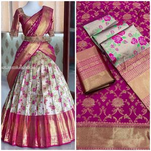 Beautiful colour combination half sarees