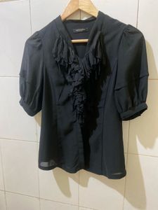 Black Ruffled Top