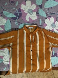 Striped Pattern Kurta With Collar