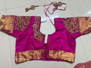 Bridal Aari heavy worked Silk Pink Blouse