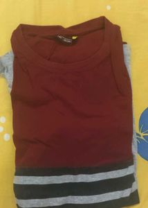 Burgundy Colorblock Tee Full Sleeve