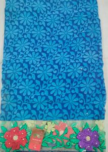 Elegant Blue Floral Saree