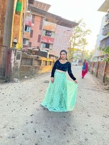 Elegant Green Lace Lehenga Set