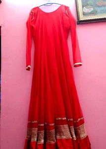 ✨ Elegant Red Anarkali Gown