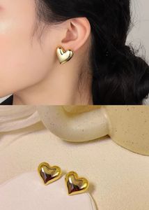 Gold Heart Stud Earrings