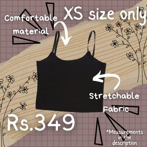 Black Crop Top Thin Straps. Extra Small Size Comfortable Material. Thin Straps. 349 Rupees