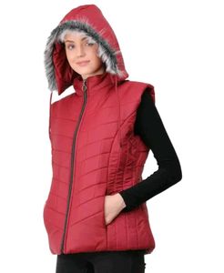 Maroon Sleeveless Padded Jacket