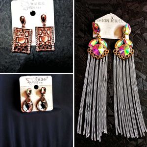 Combo Of 3 Korean Earrings For Women And Girls