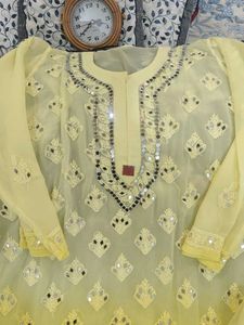 Pure Georgette Mirror Work With Chikkari