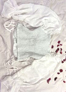 Sheer Sleeve Polka Dot White Top. NEW WITHOUT TAG.