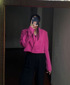 Fuschia PINK Single Breasted Cropped Blazer