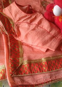 saree with Cute Gingham Dress