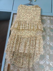 Pale Yellow Full Length Frill Skirt
