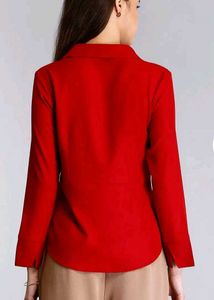 Fablestreet Surplice Neck Red formal shirt
