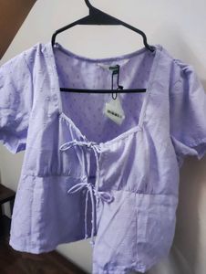Cute Lavender Tie-Up Crop Top (S)