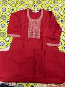 Biba Red Kurta Set