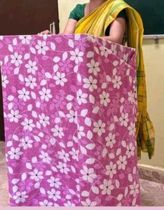 Woven Tant Cotton Yellow &amp; Green Striped Saree