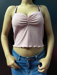 Cute Pink Ribbed Tank Top