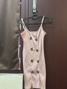 Pink Button-Front Mini Dress