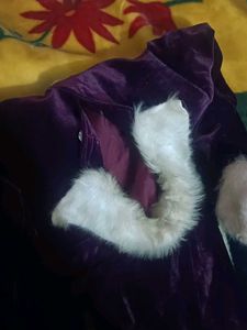 Purple Velvet Jacket w/ Fur Trim