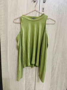 Green Cold Shoulder Top