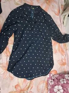 Polka Dot Roll-Up Sleeve Top