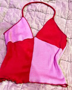 Pink Patchwork Halter Top