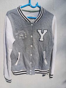 Grey Varsity Jacket - Size S