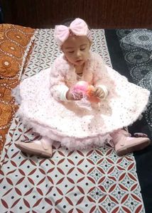 Girls Dress With Shrug And Belt