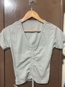 Ribbed V-Neck Crop Top