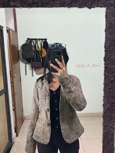 GAP Vintage 90s Brown Patchwork Jacket Blazer