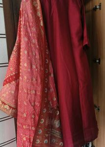 🔥 Today&#39;s Offer 🔥partywear Maroon kurta set