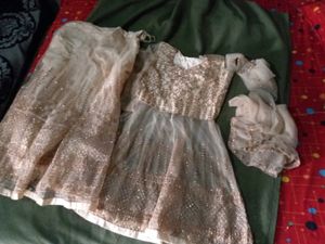 Golden Lehnga Frock With Dupta