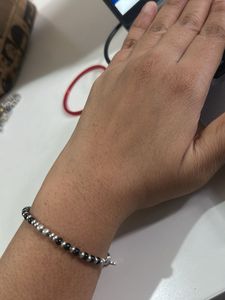 Silver black beads Bracelet