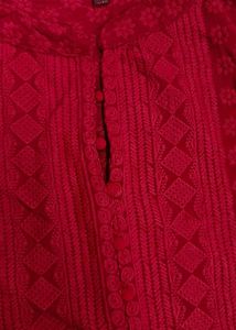 Red Lakhnavi Georgette Kurti