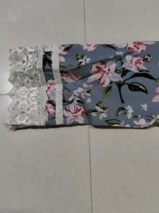 Floral Print Lace Trim Dress