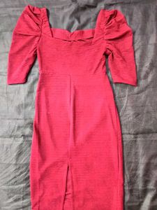 Burgundy Ruched Bodycon Dress