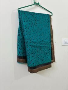 Teal & Black Sari