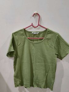 Green Ribbed Top