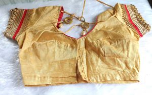 Elegant Red &amp; Gold Sari with Blouse