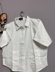 White Short Sleeve Shirt Button Down
