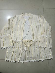 Two Piece Top White ( Overcoat + Camisole)