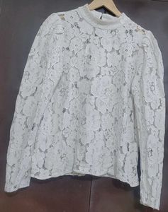 White Floral Lace Top For 36 Bust