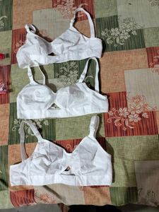 White Cotton Bras - Set of 3