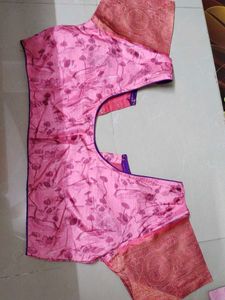Pink Floral Saree Blouse